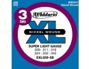 D'Addario EXL120-3D 3-PACK ELEC GTR XL SUP LITE 