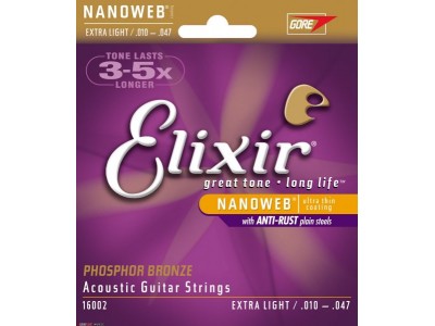 Elixir Acoustic Phosphor Bronze with NANOWEB Coating (.010-.047) Extra light Elixir Acoustic Phosphor Bronze with NANOWEB Coating (.010-.047) Extra light