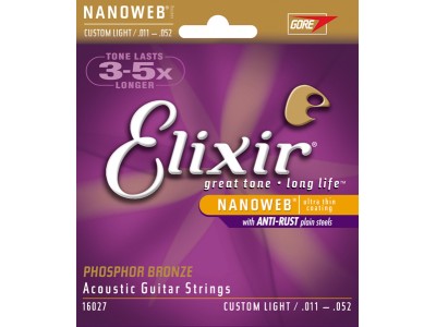 Elixir Acoustic Phosphor Bronze with NANOWEB Coating (.011-.052) Custom light Elixir Acoustic Phosphor Bronze with NANOWEB Coating (.011-.052) Custom light
