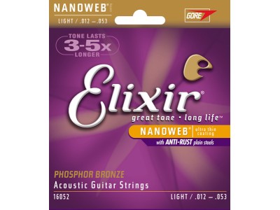 Elixir Acoustic Phosphor Bronze with NANOWEB Coating (.012-.053) Light Elixir Acoustic Phosphor Bronze with NANOWEB Coating (.012-.053) Light