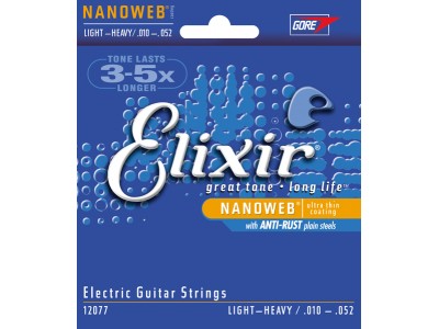 Elixir Electric Guitar Strings with NANOWEB Coating (.010-.052) Light-heavy Elixir Electric Guitar Strings with NANOWEB Coating (.010-.052) Light-heavy