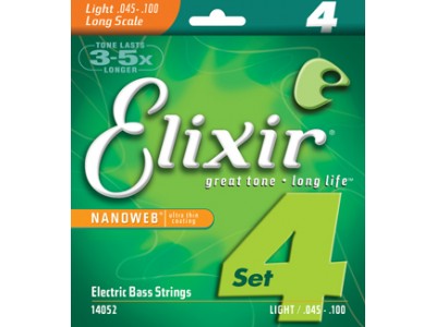 Elixir Electric Bass Nickel Plated Steel NANOWEB Coating (.045-.100) 4-String Light/Long Scale Elixir Electric Bass Nickel Plated Steel NANOWEB Coating (.045-.100) 4-String Light/Long Scale