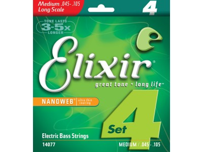 Elixir Electric Bass Nickel Plated Steel NANOWEB Coating (.045-.105) 4-String medium/Long Scale Elixir Electric Bass Nickel Plated Steel NANOWEB Coating (.045-.105) 4-String medium/Long Scale