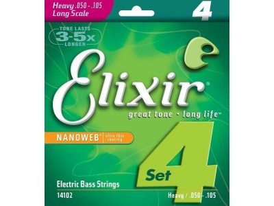 Elixir Electric Bass Nickel Plated Steel NANOWEB Coating (.050-.105) 4-string Heavy/long scale Elixir Electric Bass Nickel Plated Steel NANOWEB Coating (.050-.105) 4-string Heavy/long scale