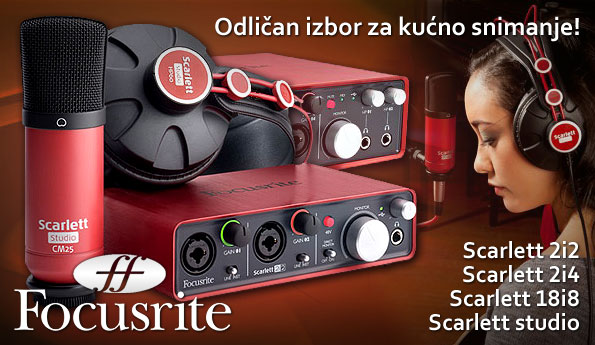 Focusrite Scarlet zvucne i procesorske kartice | Mitros Music muzički instumenti | Audio interfejs, kucni studio