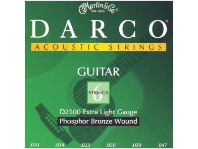 Martin Darco D2100 Phosphor Bronze Acoustic Guitar Strings, Extra Light 