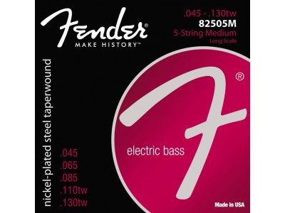Fender PRIBOR Super 8250 Bass Strings. Nickel Plated Steel Round Core. Long Scale. 82505M Gauges .045-.130. Set of 5 