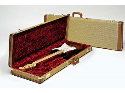 Fender PRIBOR Deluxe Strat/Tele Case. Tweed w/ Red Poodle Plush Interior Fender PRIBOR Deluxe Strat/Tele Case. Tweed w/ Red Poodle Plush Interior