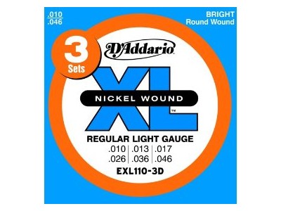D'Addario EXL110-3D 3-PACK ELEC GTR XL REG LITE EXL110 3D D'Addario EXL110-3D 3-PACK ELEC GTR XL REG LITE EXL110 3D