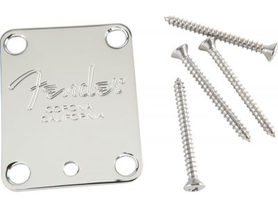 Fender PRIBOR Neck Plate. American Series Guitars. Fender Corona Stamp. 4 Bolt. Chrome * 