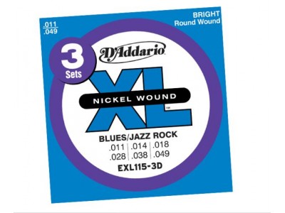 D'Addario EXL115-3D 3-PACK ELEC GTR XL BLUES/JAZZ EXL115-3D D'Addario EXL115-3D 3-PACK ELEC GTR XL BLUES/JAZZ EXL115-3D
