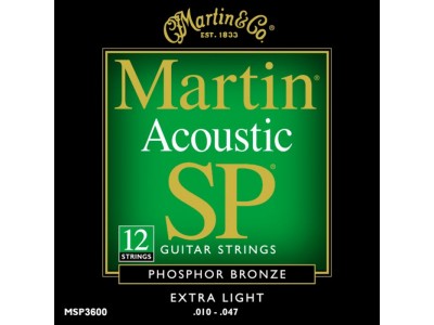 Martin MSP3600 Studio Performance 12-String Bronze Wound Extra Light Acoustic Guitar Strings 