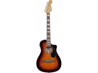 Fender Malibu SCE. 3-Color Sunburst. Cutaway. Solid Spruce Top. Solid Mahog' Back. Fishman/Tuner  