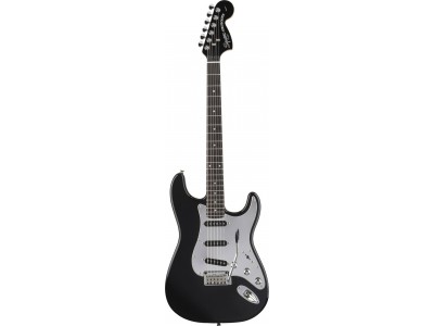 Squier By Fender Black and Chrome Standard Stratocaster Rosewood Fretboard. Black 