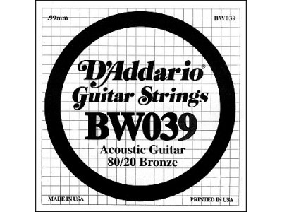 D'Addario BW039 SINGLE 80/20 BRONZE WND 039 D'Addario BW039 SINGLE 80/20 BRONZE WND 039