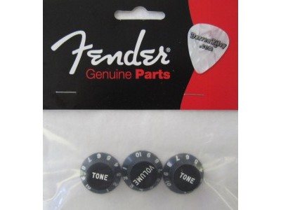 Fender PRIBOR Stratocaster Knobs, Black, Volume, Tone, Tone, 3 