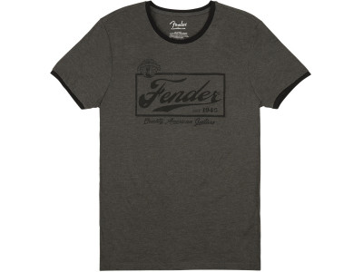 Fender Beer Label Men's Ringer Tee, Gray/Black, Large 