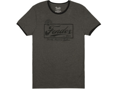 Fender Beer Label Men's Ringer Tee, Gray/Black, XXL 