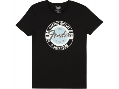 Fender Guitar and Amp Logo Men's Tee, Black/Daphne Blue, XXL 