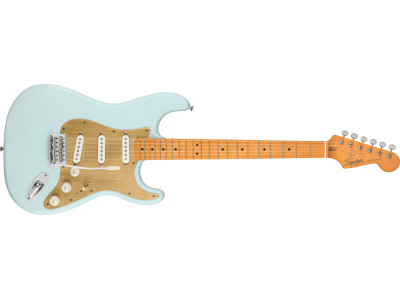 Squier By Fender 40th Anniversary Stratocaster®, Vintage Edition, Maple Fingerboard, Gold Anodized Pickguard, Satin Sonic Blue 