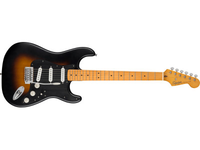 Squier By Fender 40th Anniversary Stratocaster®, Vintage Edition, Maple Fingerboard, Black Anodized Pickguard, Satin Wide 2-Color Sunburst 