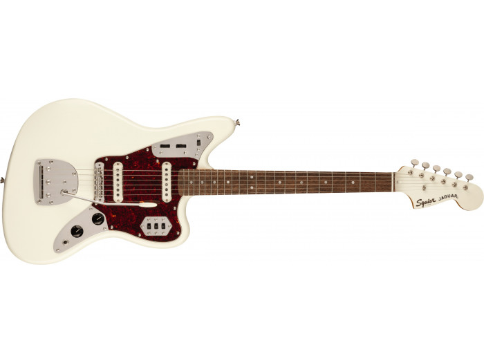 Squier By Fender FSR Classic Vibe 60s Jaguar Laurel Fingerboard Tortoiseshell Pickguard Matching Headstock Olympic White