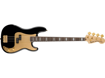 Squier By Fender 40th Anniversary Precision Bass®, Gold Edition, Laurel Fingerboard, Gold Anodized Pickguard, Black 