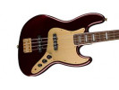 Squier By Fender 40th Anniversary Jazz Bass®, Gold Edition, Laurel Fingerboard, Gold Anodized Pickguard, Ruby Red Metallic 