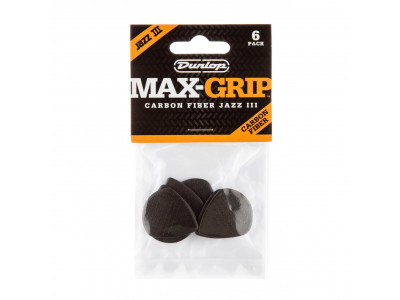 Jim Dunlop MAX-GRIP® JAZZ III CARBON FIBER PICK 471P3C (6 Pack) 