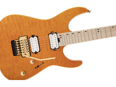 Charvel PRO-MOD DK24 HH FR M MAHOGANY WITH QUILT MAPLE, MAPLE FINGERBOARD, DARK AMBER 