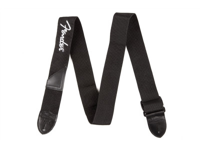 Fender PRIBOR 2in Polyester Logo Strap - Black with White Logo 