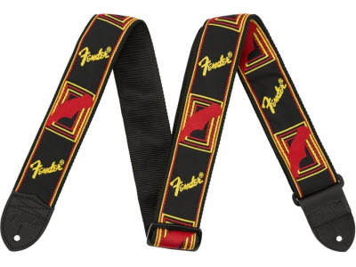 Fender PRIBOR 2in Monogrammed Guitar Strap - Black Yellow and Red 