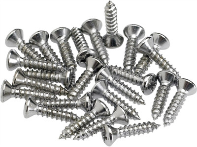 Fender PRIBOR Pickguard - Control Plate Mounting Screws - Chrome Set of 24 