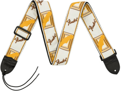 Fender PRIBOR 2in Monogrammed Guitar Strap - White Brown and Yellow 