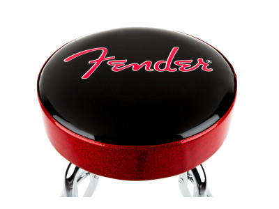 Fender Red Sparkle Logo Barstool Black and Red Sparkle 
