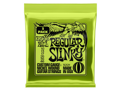 Ernie Ball 3221 Regular Slinky Nickel Wound Electric Guitar Strings - .010 - .046 Factory 3-pack Ernie Ball 3221 Regular Slinky Nickel Wound Electric Guitar Strings - .010 - .046 Factory 3-pack