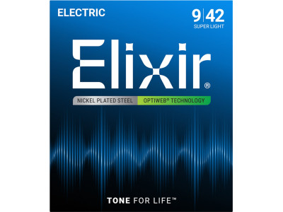 Elixir 19002 Super Light 9-42 Optiweb Nickel Plated 