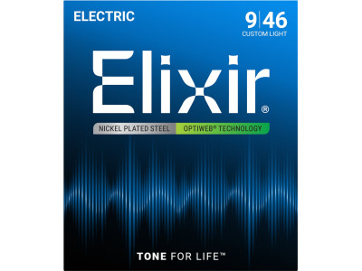 Elixir 19027 Custom Light 9-46 Optiweb Nickel Plated 