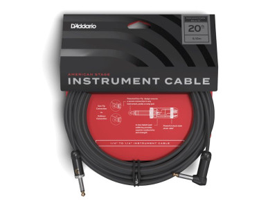 D'Addario PW-AMSGRA-20 AMERICAN STAGE INSTRUMENT CABLE Straight to Right-Angle, 20ft. D'Addario PW-AMSGRA-20 AMERICAN STAGE INSTRUMENT CABLE Straight to Right-Angle, 20ft.