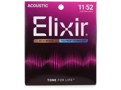 Elixir 11025 Polyweb Custom Light 011-052 80/20 Bronze 
