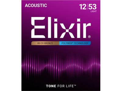 Elixir 11050 Polyweb Light 012-053 80/20 Bronze 